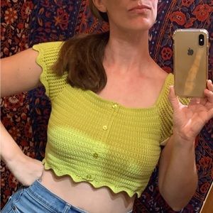 Lime green Zara crochet top size Medium